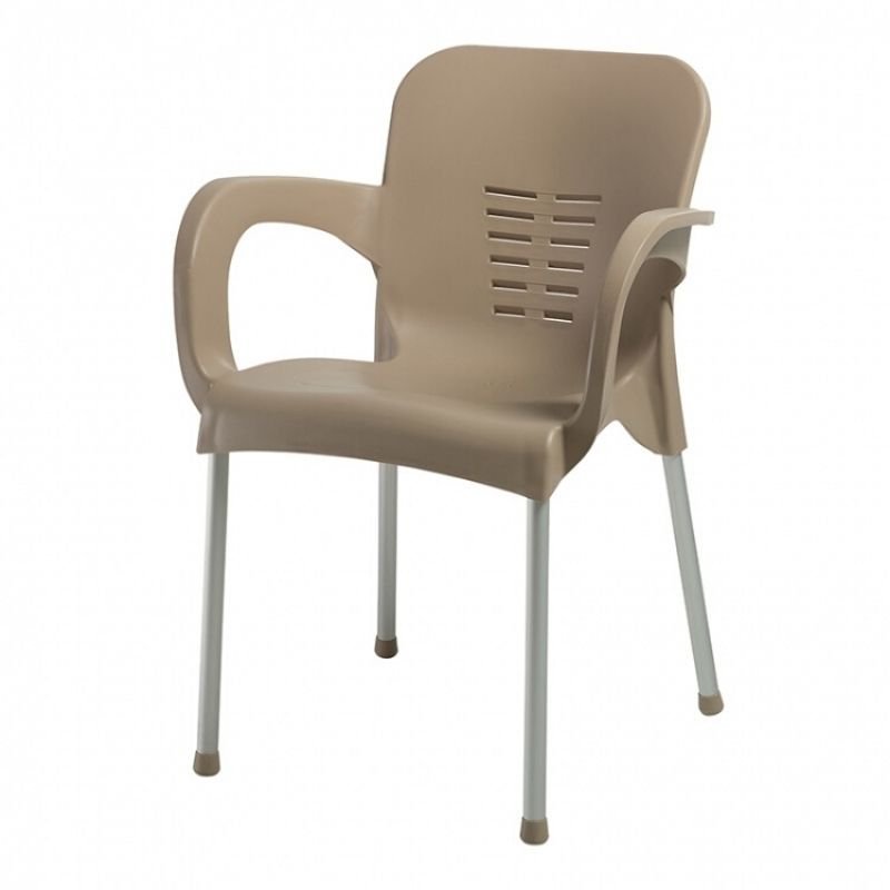 Пластичен стол со метални ногарки ЦТ015 – Капучино 1 Пластичен стол со метални ногарки ЦТ015 – Капучино