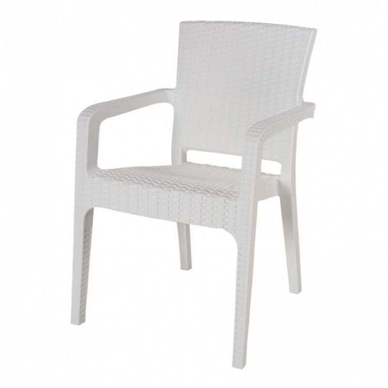 Пластичен стол ратан ЦТ022 Бел 1 Пластичен стол ратан ЦТ022 Бел