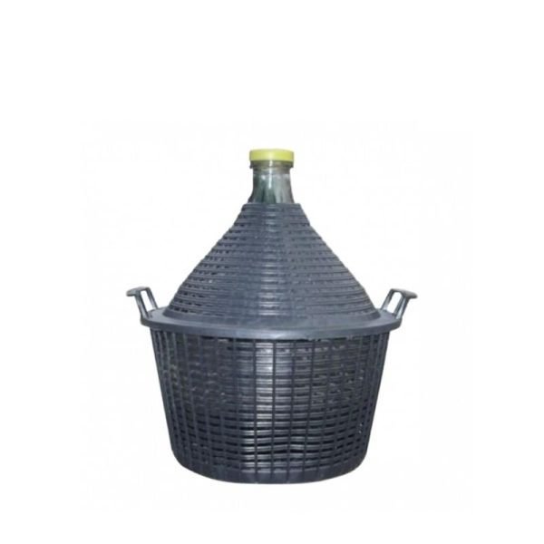 Стаклен Балон за вино и ракија 34л со ПВЦ Обвивка