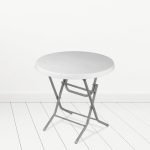 Пластична маса со метални ногарки ∅ 80 - Бела