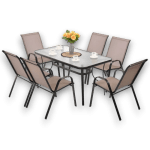 Сет маса со 6 столици Текстилен - Кафени