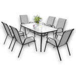 Сет маса со 6 столици Текстилен - Сиви