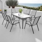 Сет маса со 6 столици Текстилен - Сиви