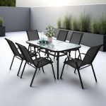 Сет маса со 6 столици Текстилен - Црни