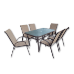 Сет маса 150х80 + 6 столици текстилни - Кафена