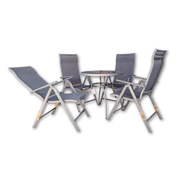 Сет маса Ø-75 + 4 столици на расклоп алуминиумски DM1-2