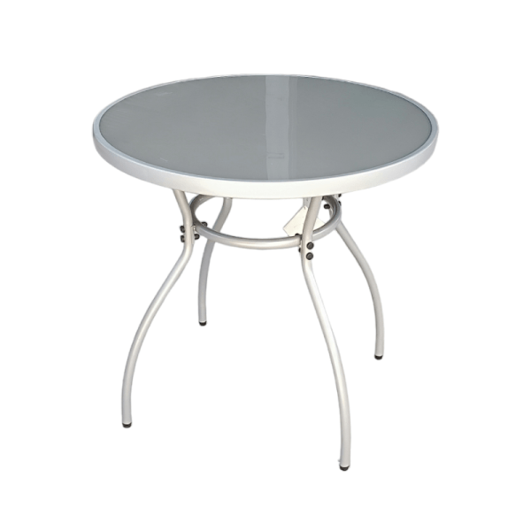 Метална маса со стакло