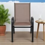 Метална столица со платно - Кафена