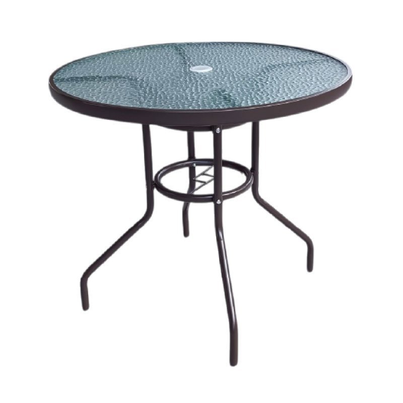 78316 Метална маса со стакло кафена