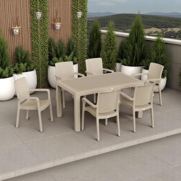 Пластичен сет АРМ маса + 6 столици - Капучино