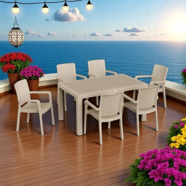 Пластичен сет АРМ маса + 6 столици - Капучино