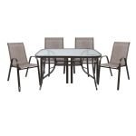 Метална маса со стакло 150x90 кафена 78024