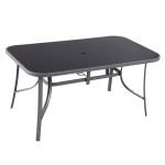 Метална маса 150x90 со црно стакло 78312