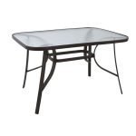 Метална маса со стакло 150x90 црна 77988