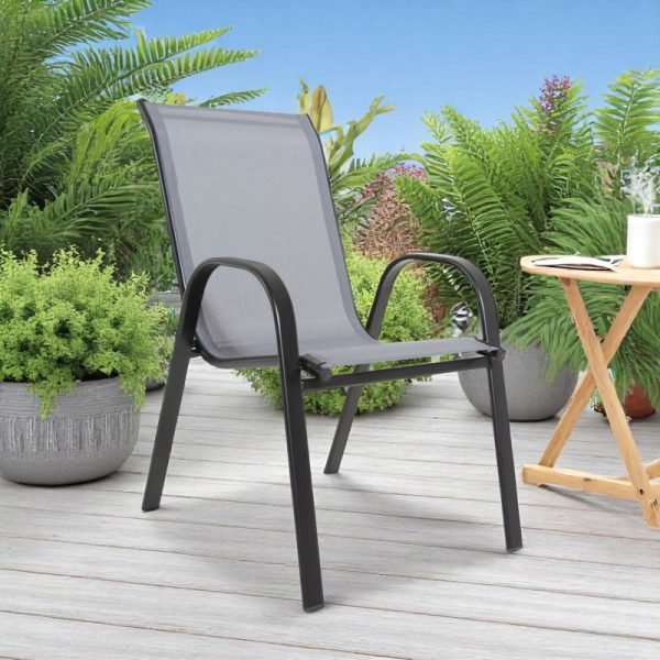 Метална столица со платно - Сива