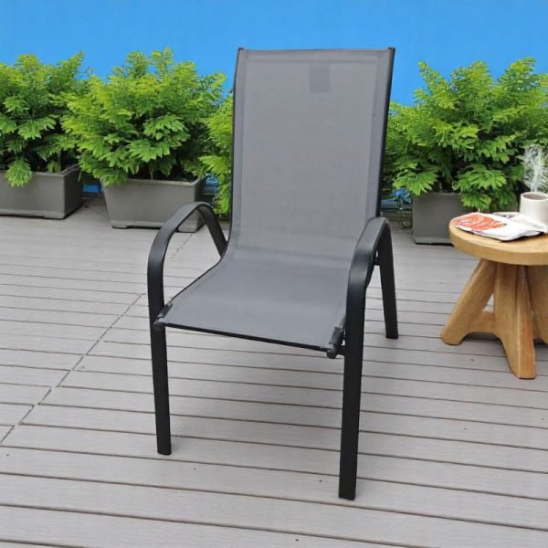 Метална столица со платно - Сива