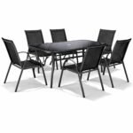 Сет маса со црно стакло + столици текстилен